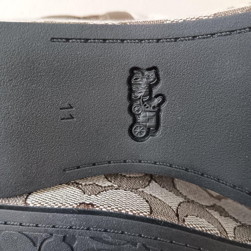 Coach Women Gale Wedge Sandal In Maple Signature Jacquard Size 11 B Damaged Box - Picture 10 of 14